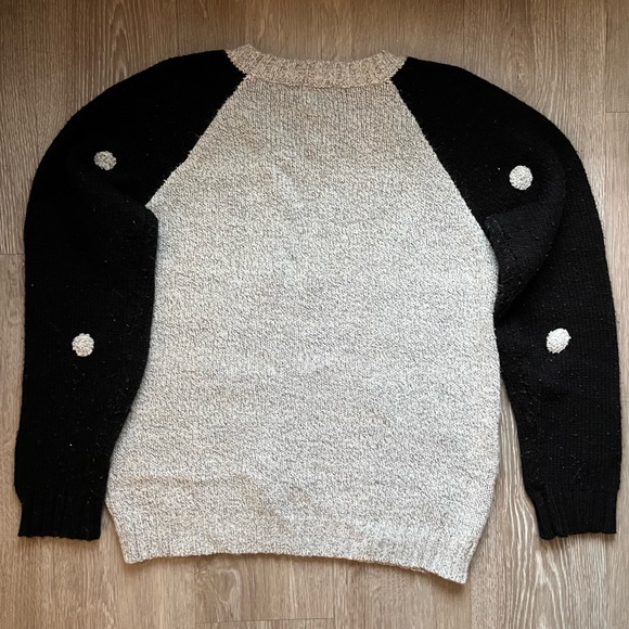 B-Sharp Polka Dot Knit Sweater Size L Whimsigoth Quirky Preppy Bauble Neutral - Picture 8 of 12